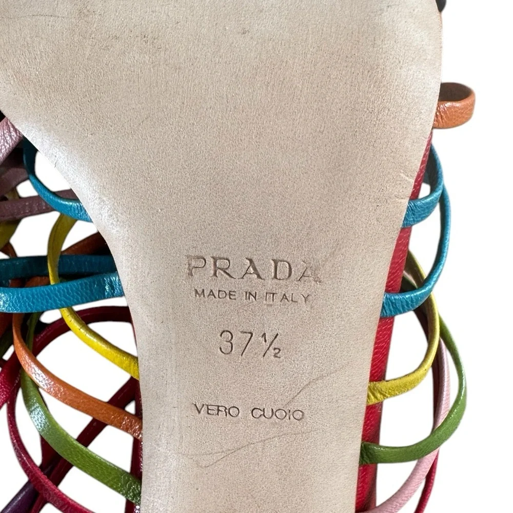 RARE Prada Rainbow Strappy Heels Sandals Vintage - Picture 8 of 8